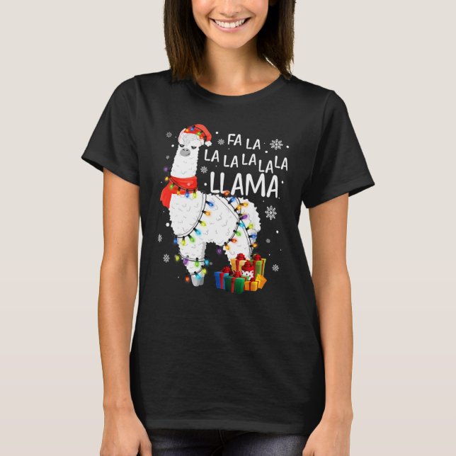 Fa La La Llama Funny Christmas Shirt Christmas (Front)