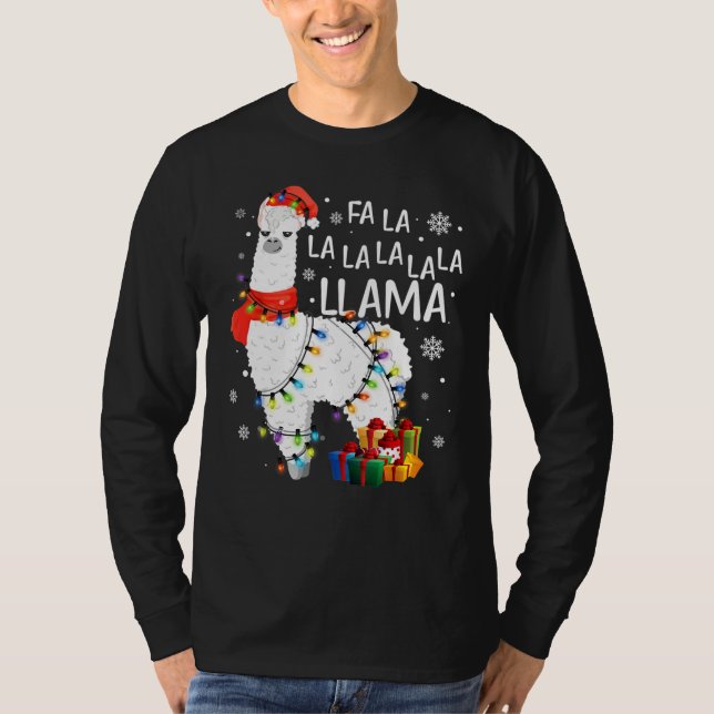 Fa La La Llama Funny Christmas T-Shirt (Front)