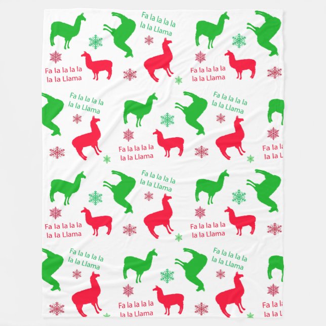 Fa la la Llama Funny Holidays Festive Christmas Fleece Blanket (Front)