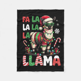 Fa La La Llama Funny Llama Christmas Animal Lover Fleece Blanket