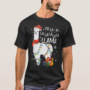 Fa La La Llama Funny Santa Llama Christmas Lights T-Shirt