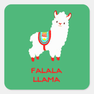 Fa La La Llama Holiday Square Sticker