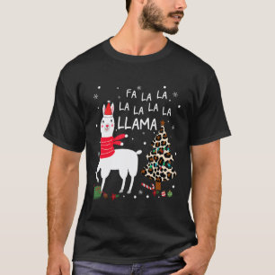 Fa La La Llama Leopard Christmas Tree Light T-Shirt