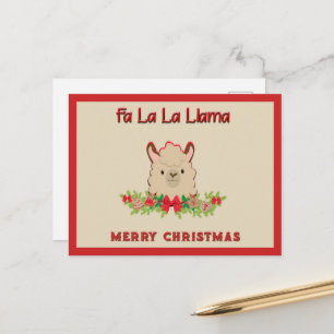 Fa La La Llama Merry Christmas Postcard