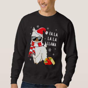 Fa La La Llama Santa Hat Ugly Christmas Women Men Sweatshirt