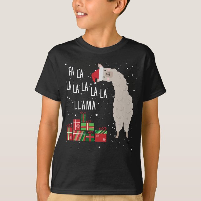 Fa La La Llama Shirt - Llama Christmas (Front)