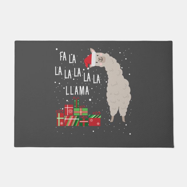 Fa La La Llama Shirt - Llama Christmas Doormat (Front)