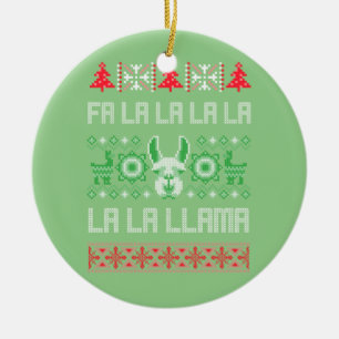 Fa La La Llama Shirt - Ugly Christmas Sweater Llam Ceramic Tree Decoration