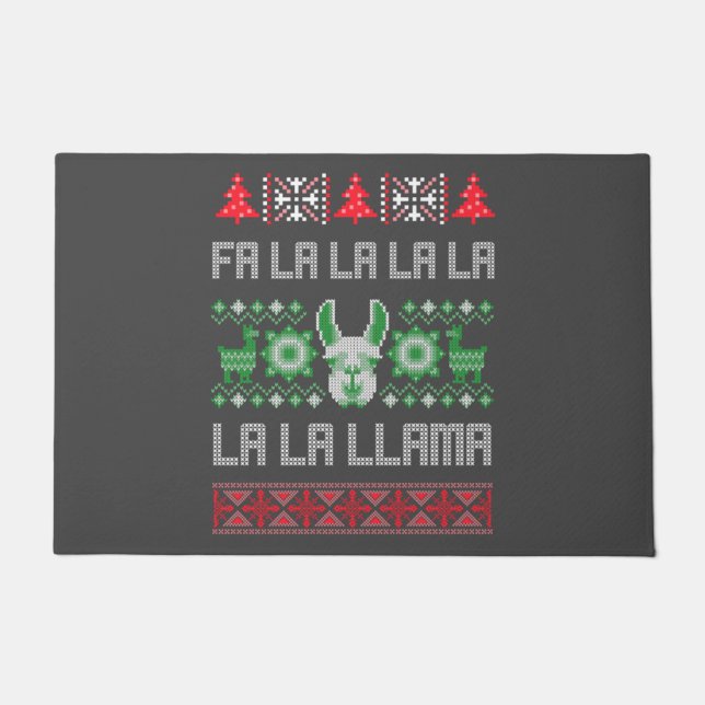 Fa La La Llama Shirt - Ugly Christmas Sweater Llam Doormat (Front)