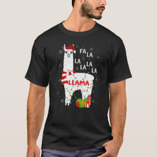Fa La La Llama Xmas Lighting Santa Llama Christmas T-Shirt