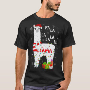 Fa La La Llama Xmas Lighting Santa Llama Christmas T-Shirt