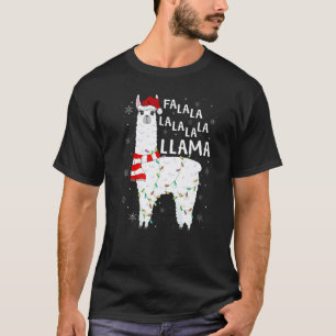 Fa La La Llama Xmas Lights Santa Hat Llama Christm T-Shirt