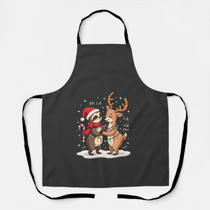 Fa La La Llama Xmas Lights Sloth Riding Llama Chri Apron