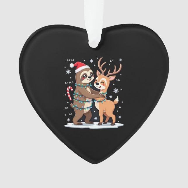 Fa La La Llama Xmas Lights Sloth Riding Llama Chri Ornament (Front)