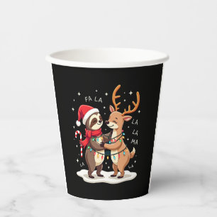 Fa La La Llama Xmas Lights Sloth Riding Llama Chri Paper Cups