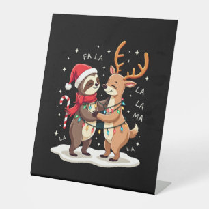Fa La La Llama Xmas Lights Sloth Riding Llama Chri Pedestal Sign