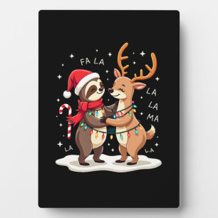 Fa La La Llama Xmas Lights Sloth Riding Llama Chri Plaque