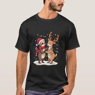 Fa La La Llama Xmas Lights Sloth Riding Llama Chri T-Shirt