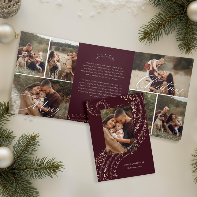 Fa La La Magical Christmas Carol Photo Gallery Tri-Fold Holiday Card (Fa La La Magical Christmas Carol Photo Gallery Tri-Fold Holiday Card)