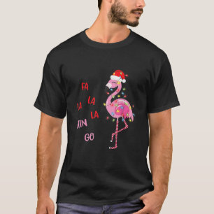 Fa La La Mingo Christmas Flamingo Tree Lights Sant T-Shirt