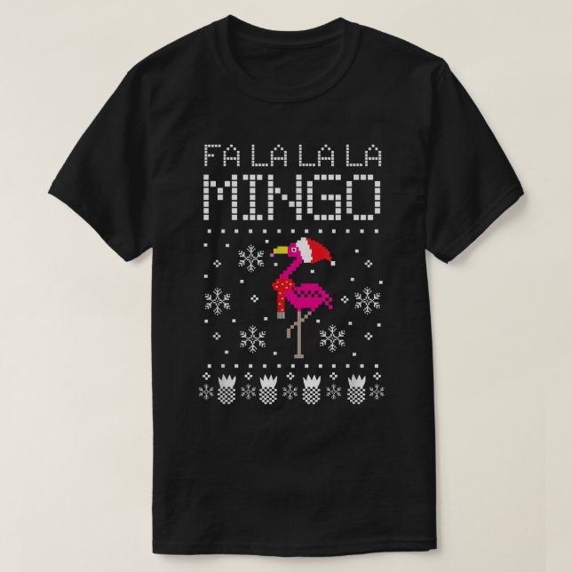 Fa La La Mingo Christmas Pineapple Flamingo  T-Shirt (Design Front)