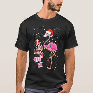 Fa La La Mingo Cute Pink Flamingo Santa Hat Merry T-Shirt