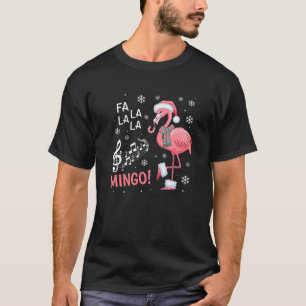 Fa La La Mingo Flamingo Candy Cane Christmas Premi T-Shirt