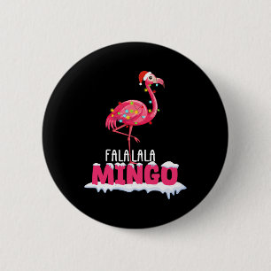 Fa La La Mingo Flamingo Christmas Cute Red Hat 6 Cm Round Badge