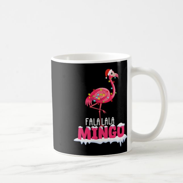 Fa La La Mingo Flamingo Christmas Cute Red Hat  Coffee Mug (Right)