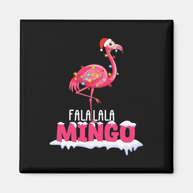 Fa La La Mingo Flamingo Christmas Cute Red Hat  Magnet (Front)