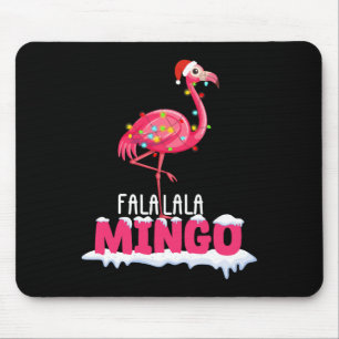 Fa La La Mingo Flamingo Christmas Cute Red Hat Mouse Pad
