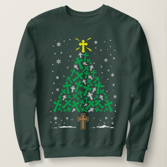 Fa La La Mingo Flamingo Christmas Tree Lights Deco Sweatshirt (Design Front)