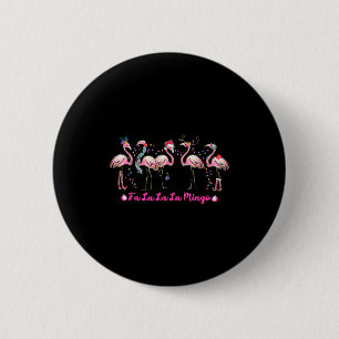 Fa La La Mingo Flamingo Christmas Tree Lights Troc 6 Cm Round Badge