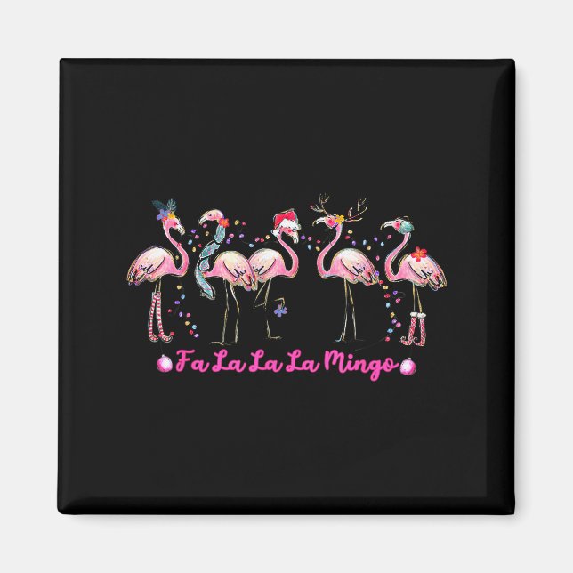 Fa La La Mingo Flamingo Christmas Tree Lights Troc Magnet (Front)