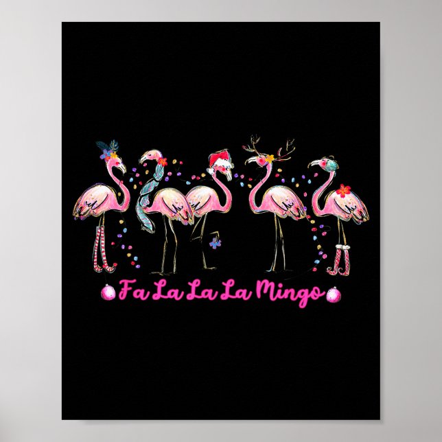 Fa La La Mingo Flamingo Christmas Tree Lights Troc Poster (Front)