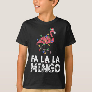 Fa La La Mingo Flamingo Christmas Tree Lights Trop T-Shirt