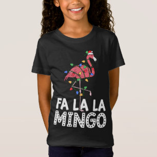 Fa La La Mingo Flamingo Christmas Tree Lights Trop T-Shirt