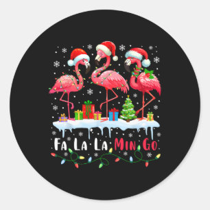 Fa La La Mingo Flamingo Christmas Tropical Xmas Tr Classic Round Sticker