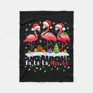Fa La La Mingo Flamingo Christmas Tropical Xmas Tr Fleece Blanket