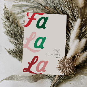 Fa La La Modern Retro Plaid Family Christmas Holiday Card