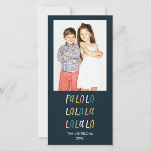 Fa La La Pastel colours Holiday Photo Cards