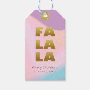 Fa La La   Pastel Gradient & Gold Christmas Gift Tags