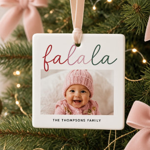 Fa La La Personalised Baby Photo Family Christmas Ceramic Ornament