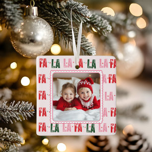 Fa La La Personalised Christmas Photo Ceramic Ornament