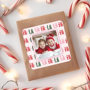 Fa La La Personalised Christmas Photo Square Sticker