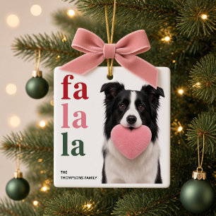 Fa La La Personalised Dog Photo Christmas Ceramic Ornament