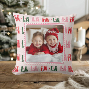 Fa La La Personalized Christmas Photo Cushion