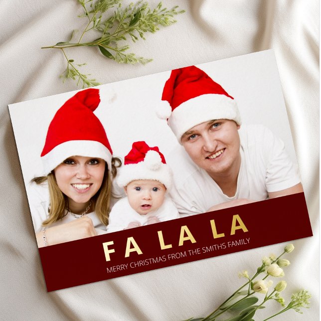 Fa La La Red Gold Modern Christmas Photo (Creator Uploaded)