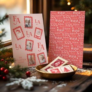 Fa La La Santa Claus Christmas Postage Stamp Photo Holiday Card