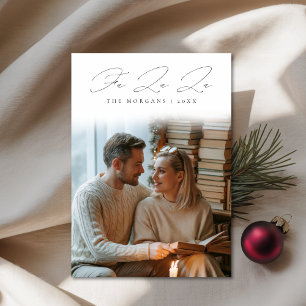 Fa La La Script Cosy Bookish Couple Holiday Card